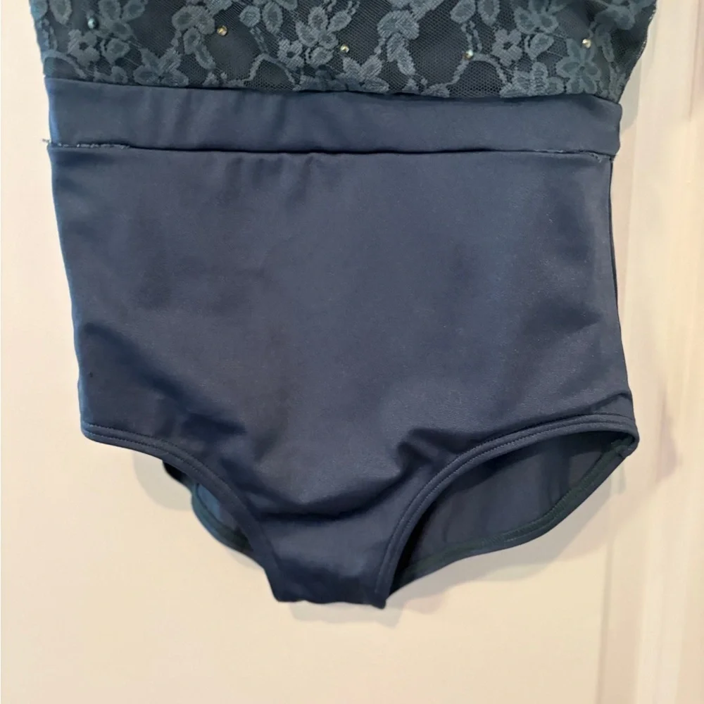 Weissman Blue Lace Puff Sleeve Balletcore Dance Costume Outfit Size MC - Picture 5 of 9